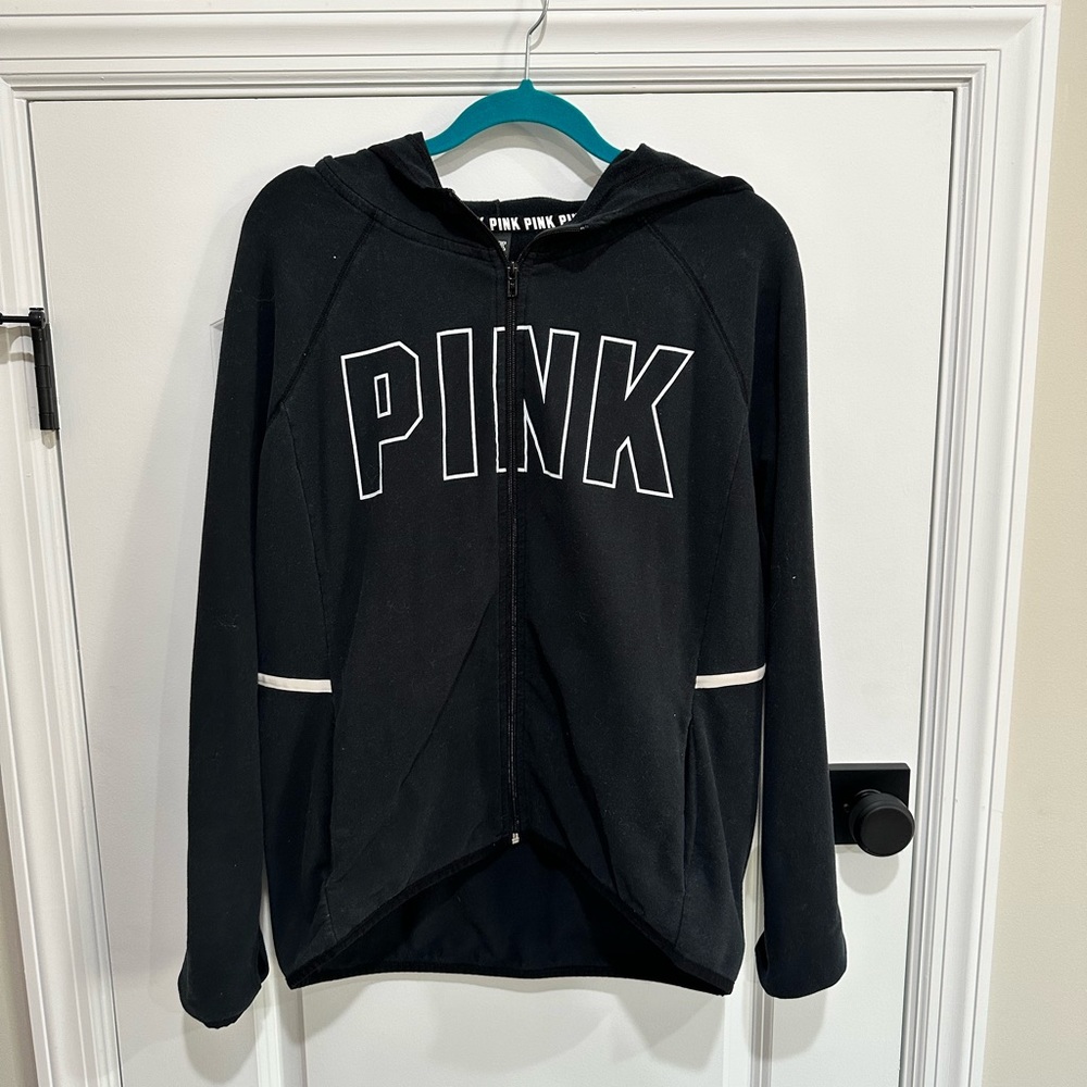 Victoria’s Secret PINK Zip Up Hoodie Black - Medium